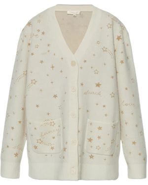 LoveShackFancy Star-Embellished Patch-Pocket Cardigan - White