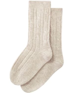 Pringle of Scotland Cable-Knitt Cashmere Socks - Natural