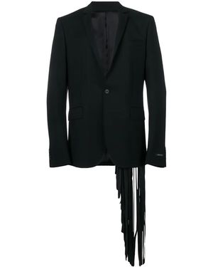 Les Hommes Fringed Detail Blazer - Black