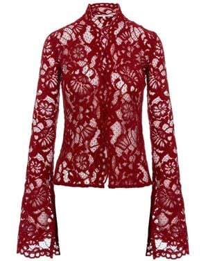 MANURI Floral Lace Blouse - Red