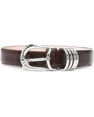 DEHANCHE Hollyhock Alligator-Embossed Leather Belt - White
