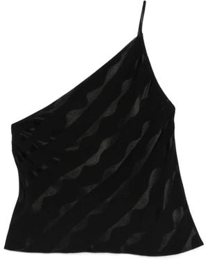 RIXO London One-shoulder Wave-pattern Top - ブラック
