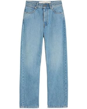 Jil Sander Multi-Stitched Logo Regular Denim Pants - Blue