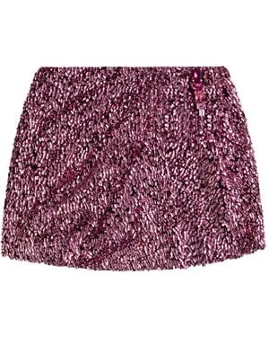 Area Crystal Sequin Mini Skirt - Red