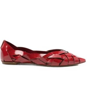 Roberto Del Carlo Woven Patent-Leather Ballet Flats - Red