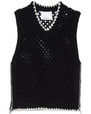 3.1 Phillip Lim Crochet-Detail Zip-Side Knit Vest - Black