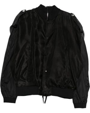 Les Hommes Back-Zip Bomber Jacket - Black