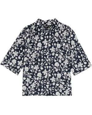 agnès b. Floral-Print Stand-Collar Shirt - White