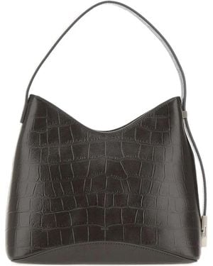 OSOI Schultertasche in Kroko-Optik - Schwarz
