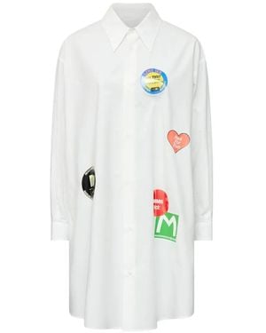 MM6 by Maison Margiela Sticker-Print Cotton Poplin Dress - White