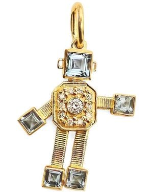 Van Robot Pendentif Robot Serti D'Aigue-Marine Et De Diamants - Métallisé