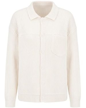 AYA MUSE Ribbed-Knit Button-Up Cardigan - White