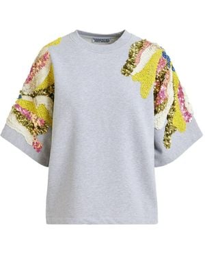 Essentiel Antwerp Sequin-Embellished Bead-Embellished Sweatshirt - Grey