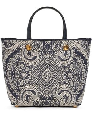 Etro Mini Paisley Jacquard Tote Bag - Gray