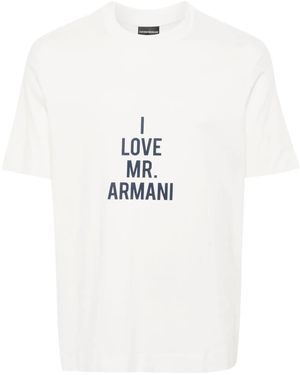 Emporio Armani Printed Cotton Jersey Crew Neck T-Shirt - White