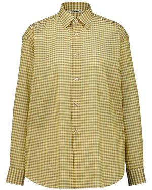 AURALEE Camisa De Algodón A Cuadros - Amarillo