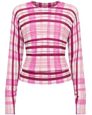 Desigual Pull À Carreaux Manches Longues - Pink