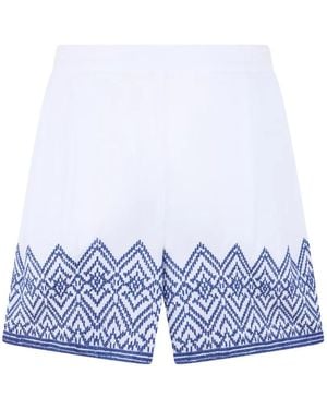 120% Lino Embroidered Shorts - White