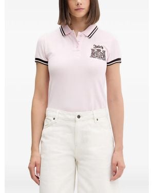 Juicy Couture Logo-Embroidered Tipped Polo Top - White