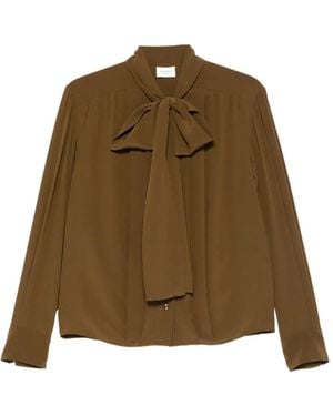 Saint Laurent Lavallière Silk Blouse - Natural