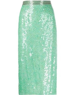 The Attico Sequinned Pencil Skirt - Green