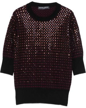 Ermanno Scervino Check-Pattern Sequin-Embellished Sweater - Purple