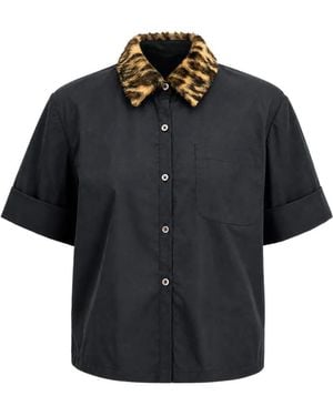 Toccin Camicia Zadie Crop Leopardata - Nero