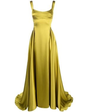 Atu Body Couture V-Back Satin Gown - Yellow