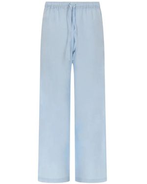120% Lino Linen Straight-Leg Pants - Blue