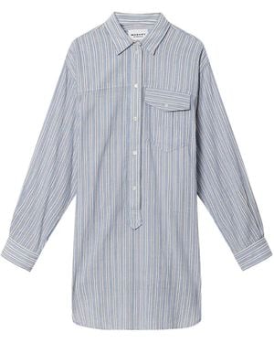 Isabel Marant Loriane Striped Flap-Pocket Mini Dress - Gray