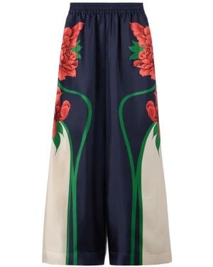 La DoubleJ Placed Floral Trousers - Blue