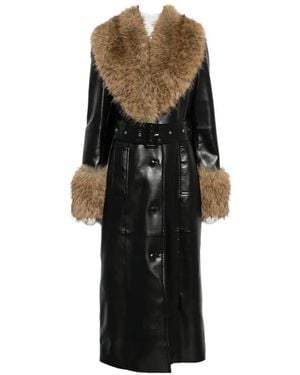 Stand Studio Estella Faux-Fur Belted Coat - Black