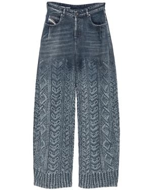 DIESEL Vaqueros Anchos De Punto De Ochos Estampados - Azul