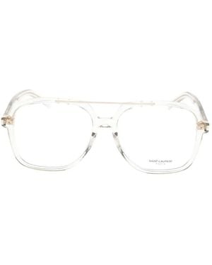 Saint Laurent Pilot-Frame Glasses - White