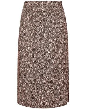 Alessandra Rich Bouclé-Knit Pencil Midi Skirt - Brown