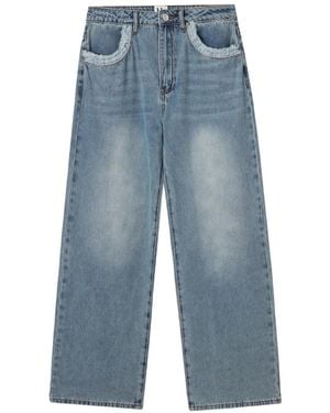 B+ AB Lace-Trim Straight Jeans - Blue