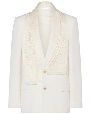 Maison Margiela Veste En Laine À Détail De Foulard - White