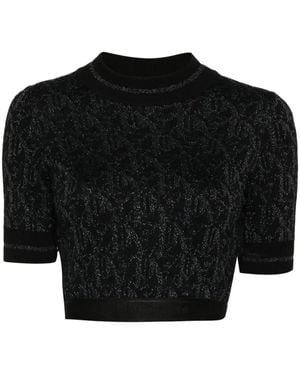 パンツ PALM ANGELS MONOGRAM JACQUARD KNIT TROUSERS Palm Angels Monogram-Jacquard Knitted Trousers in Black | Lyst