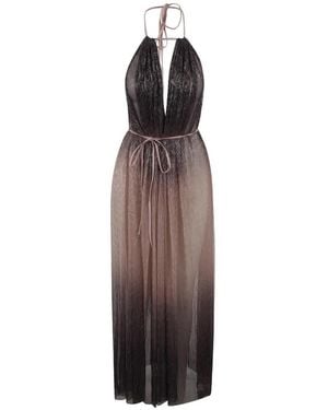 L'idée Daphne Pleated Halterneck Midi Dress - Gray