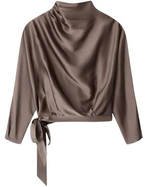 STAUD Phoebe Silk Top - Brown