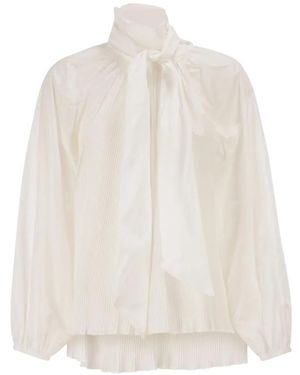 Max Mara Pleated Neck-Bow Blouse - White
