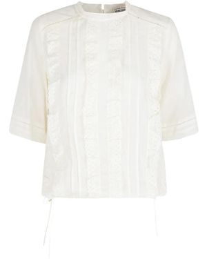 Semicouture Lace-Trim Ruffled Blouse - White