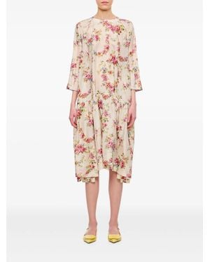 Péro Robe À Fleurs - Blanc