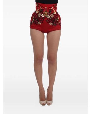 Dolce & Gabbana Rock Mit Aufgestickten Blumen - Rot