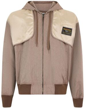 Moschino Veste Zippée À Capuche Et Empiècements - Natural