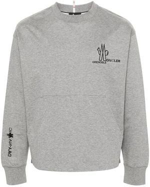 Moncler Logo Print Cotton Sweatshirt - Grey