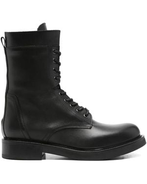 Julie Dee Lace-Up Leather Boots - Black