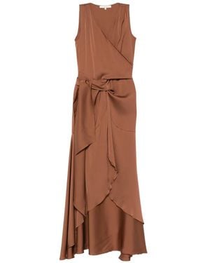 Silk95five Shangri La Draped V-Neck Dress - Brown