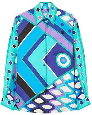PUCCI Vivara-Print Silk Shirt - Blue