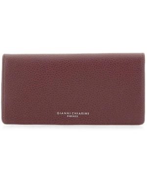 Gianni Chiarini Large Grain Logo-Print Wallet - Purple